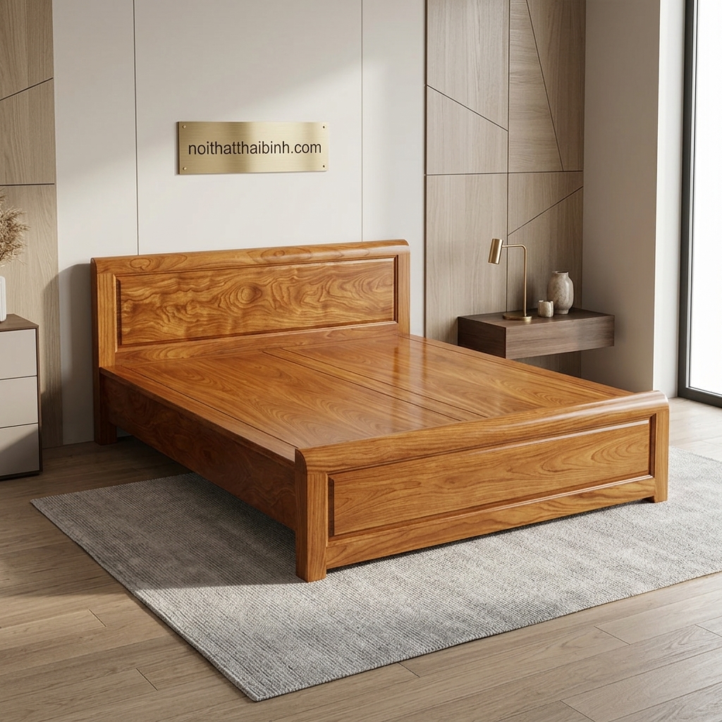 Giường ngủ cho vợ chồng bằng gỗ sồi