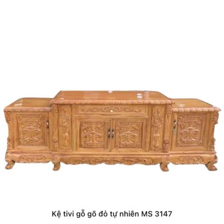 Kệ tivi gỗ gõ đỏ tự nhiên MS 3147