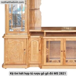 Kệ tivi kết hợp tủ rượu gỗ gõ đỏ MS 2821 8 Kệ tivi kết hợp tủ rượu gỗ gõ đỏ MS 2821