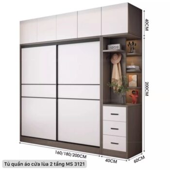 Tủ quần áo cửa lùa 2 tầng MS 3121 9 Tủ quần áo cửa lùa 2 tầng MS 3121