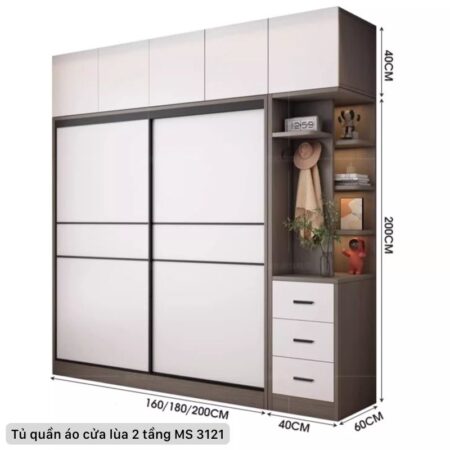 Tủ quần áo cửa lùa 2 tầng MS 3121