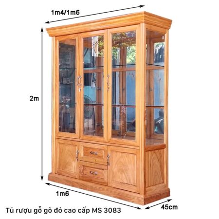 Tủ rượu gỗ gõ đỏ cao cấp MS 3083