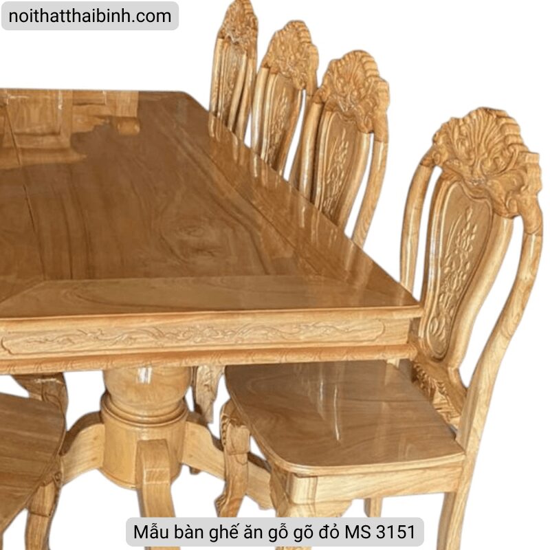 Mẫu bàn ghế ăn gỗ gõ đỏ MS 3151 3 Mẫu bàn ghế ăn gỗ gõ đỏ MS 3151 - Ảnh 3