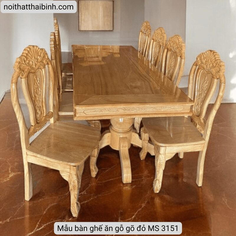 Mẫu bàn ghế ăn gỗ gõ đỏ MS 3151 1 Mẫu bàn ghế ăn gỗ gõ đỏ MS 3151