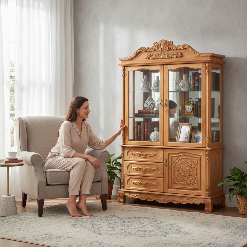 Mẫu tủ rượu gỗ gõ đỏ đẹp