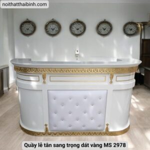 Quầy lễ tân sang trọng dát vàng MS 2978