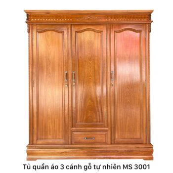 Tủ quần áo 3 cánh gỗ tự nhiên MS 3001