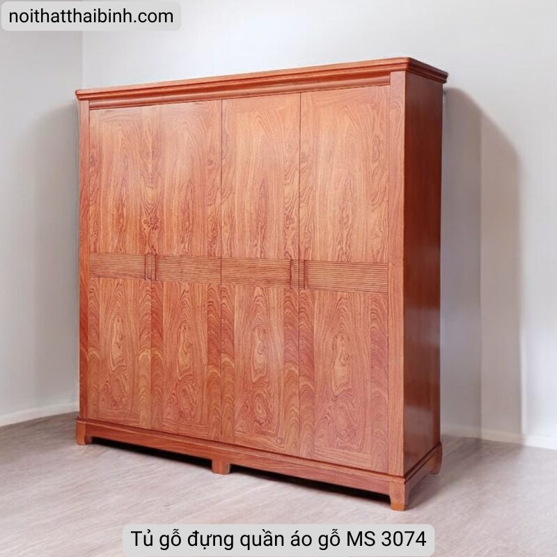 Tủ gỗ đựng quần áo gỗ tự nhiên vân hương đá MS 3074 1 Tủ gỗ đựng quần áo gỗ tự nhiên vân hương đá MS 3074