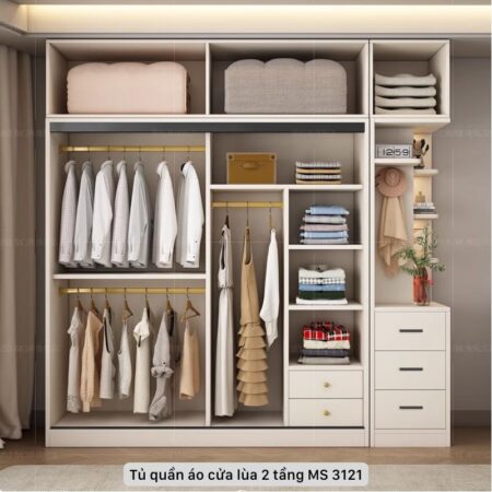 Tủ quần áo cửa lùa 2 tầng MS 3121
