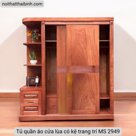 Tủ quần áo cửa lùa có kệ trang trí MS 2949