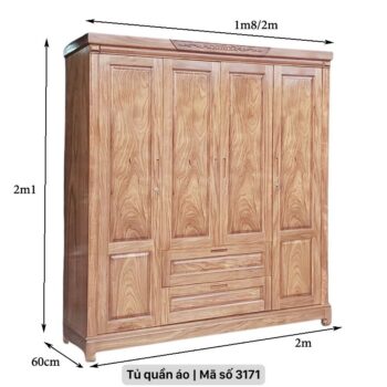 Tủ quần áo gỗ 4 cánh MS 3171