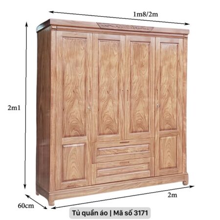 Tủ quần áo gỗ 4 cánh MS 3171