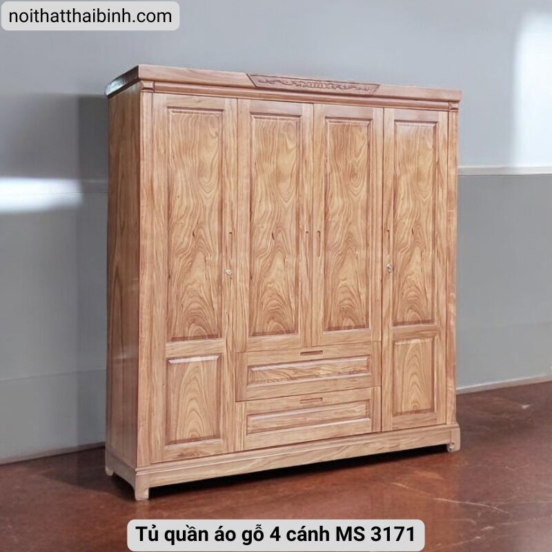Tủ quần áo gỗ 4 cánh MS 3171 1 Tủ quần áo gỗ 4 cánh MS 3171