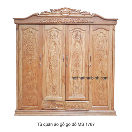 Tủ quần áo gỗ gõ đỏ MS 1787