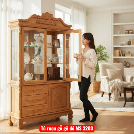 Tủ rượu gỗ gõ đỏ