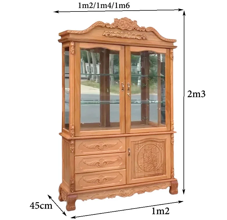 Tủ rượu gỗ gõ đỏ MS 3203 Rộng 1m2 x Cao 2m3