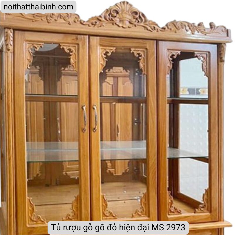 Tủ rượu gỗ gõ đỏ hiện đại MS 2973 3 Tủ rượu gỗ gõ đỏ hiện đại MS 2973 - Ảnh 3