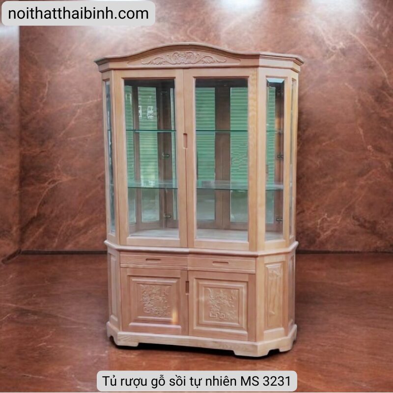 Tủ rượu gỗ sồi tự nhiên cao cấp MS 3231 5 Tủ rượu gỗ sồi tự nhiên cao cấp MS 3231 - Ảnh 5