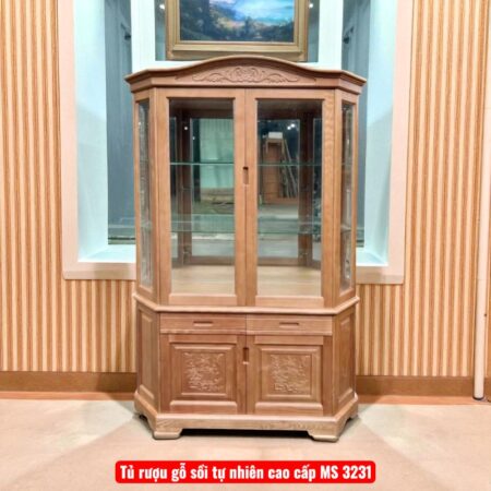 Tủ rượu gỗ sồi tự nhiên đẹp cho phòng khách