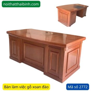 Bàn văn phòng gỗ xoan đào MS 2772