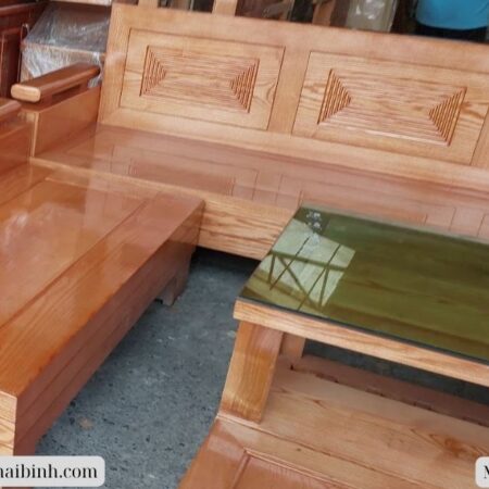 Bộ salon góc gỗ sồi tự nhiên MS 3057