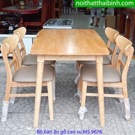 Bộ bàn ăn gỗ cao su MS 9676 Giá = 3.700.000