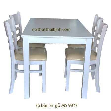 Bộ bàn ăn gỗ màu trắng hiện đại MS 9877 Giá bán = 3.900.000 đ