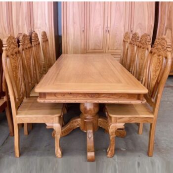 Bộ bàn ăn gỗ gõ đỏ 8 ghế MS 2910