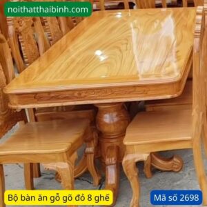 Bộ bàn ăn gỗ gõ đỏ 8 ghế MS 2698
