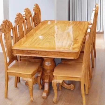 Bộ bàn ăn gỗ gõ đỏ 8 ghế MS 2698