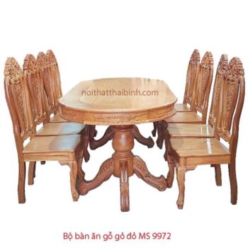 Bộ bàn ăn gỗ gỏ đỏ 8 ghế MS 9972 Giá bán = 32.000.000 đ