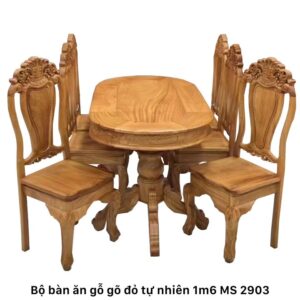 Bộ bàn ăn gỗ gõ đỏ tự nhiên MS 2903