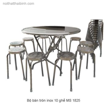Bộ bàn ghế inox tròn MS 1825