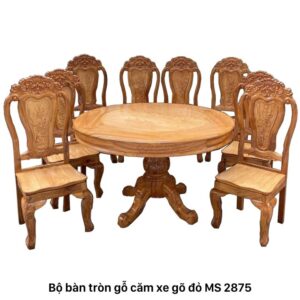 Bộ bàn ăn tròn gỗ căm xe gõ đỏ MS 2875