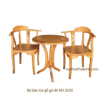 Bộ bàn trà gỗ gỏ đỏ 2 ghế MS 2030