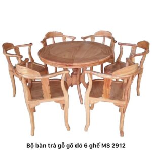Bộ bàn trà gỗ gõ đỏ 6 ghế MS 2912