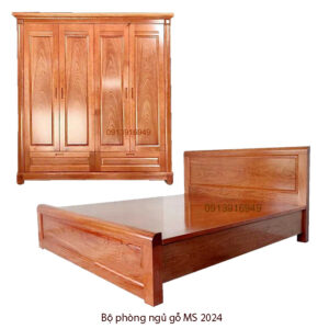 Bộ phòng ngủ gỗ gội tự nhiên đẹp MS 2024