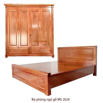 Bộ phòng ngủ gỗ gội tự nhiên đẹp MS 2024