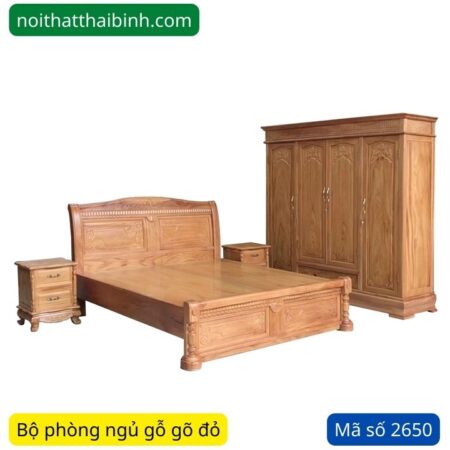 Bộ giường tủ gỗ gõ đỏ MS 2650