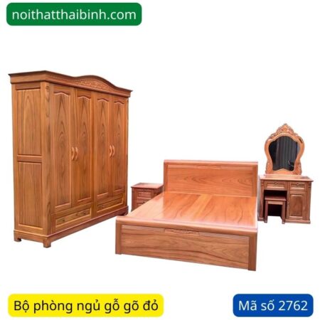 Bộ phòng ngủ gỗ gõ đỏ sang trọng MS 2762