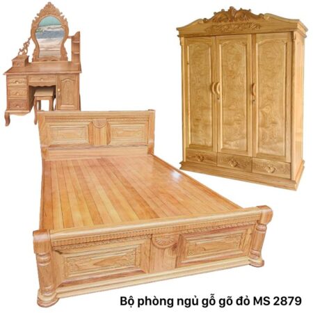 Combo bộ phòng ngủ gỗ gõ đỏ MS 2879