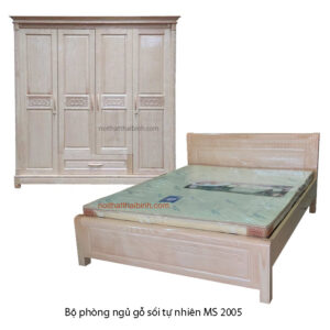 Bộ phòng ngủ gỗ sồi tự nhiên đẹp MS 2025