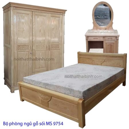 Bộ phòng ngủ gỗ sồi tự nhiên MS 9754 Giá bộ = 20.300.000