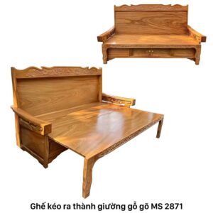 Ghế kéo ra thành giường gỗ gõ đỏ MS 2871