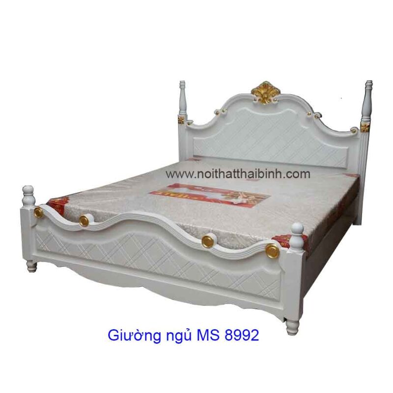Giường ngủ dát vàng hoa văn MS 8992 Giá 1m8 : 11.500.000 - Ảnh 2