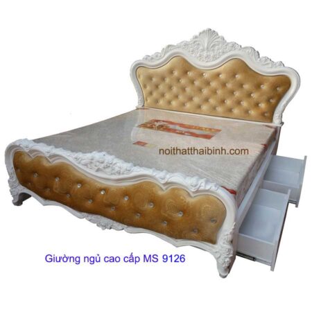 Giường ngủ cao cấp MS 9126 Giá 1m6 có 2 hộc kéo = 16.000.000