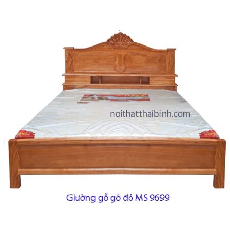 Giường ngủ gỗ gõ đỏ MS 9699 Giá 1m6 = 13.500.000 - Tặng 1 tấm nệm cao su non American