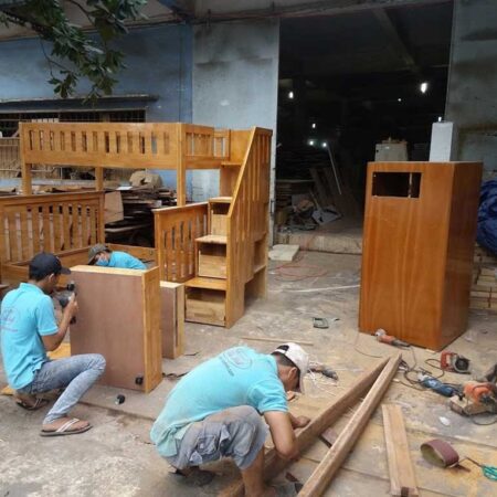 Giường tầng gỗ cao su MS : 9080 - Giá : 17.500.000đ