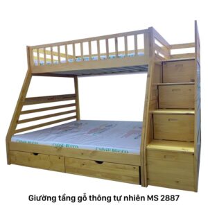 Giường tầng gỗ tự nhiên đẹp MS 2887