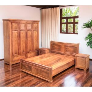 Bộ Phòng Ngủ Gỗ Hương Xám Cao Cấp MS 3176